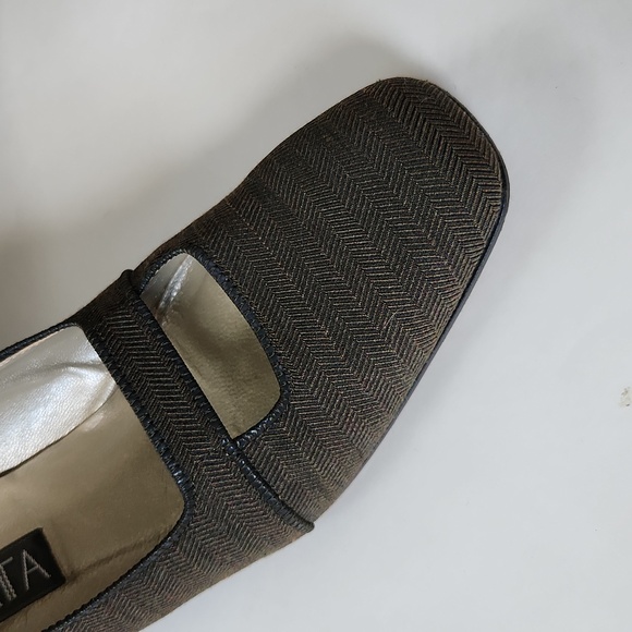 8 Prevata heels, twill Breen brown Made in Italy Italian leather soles pumps - Picture 6 of 10